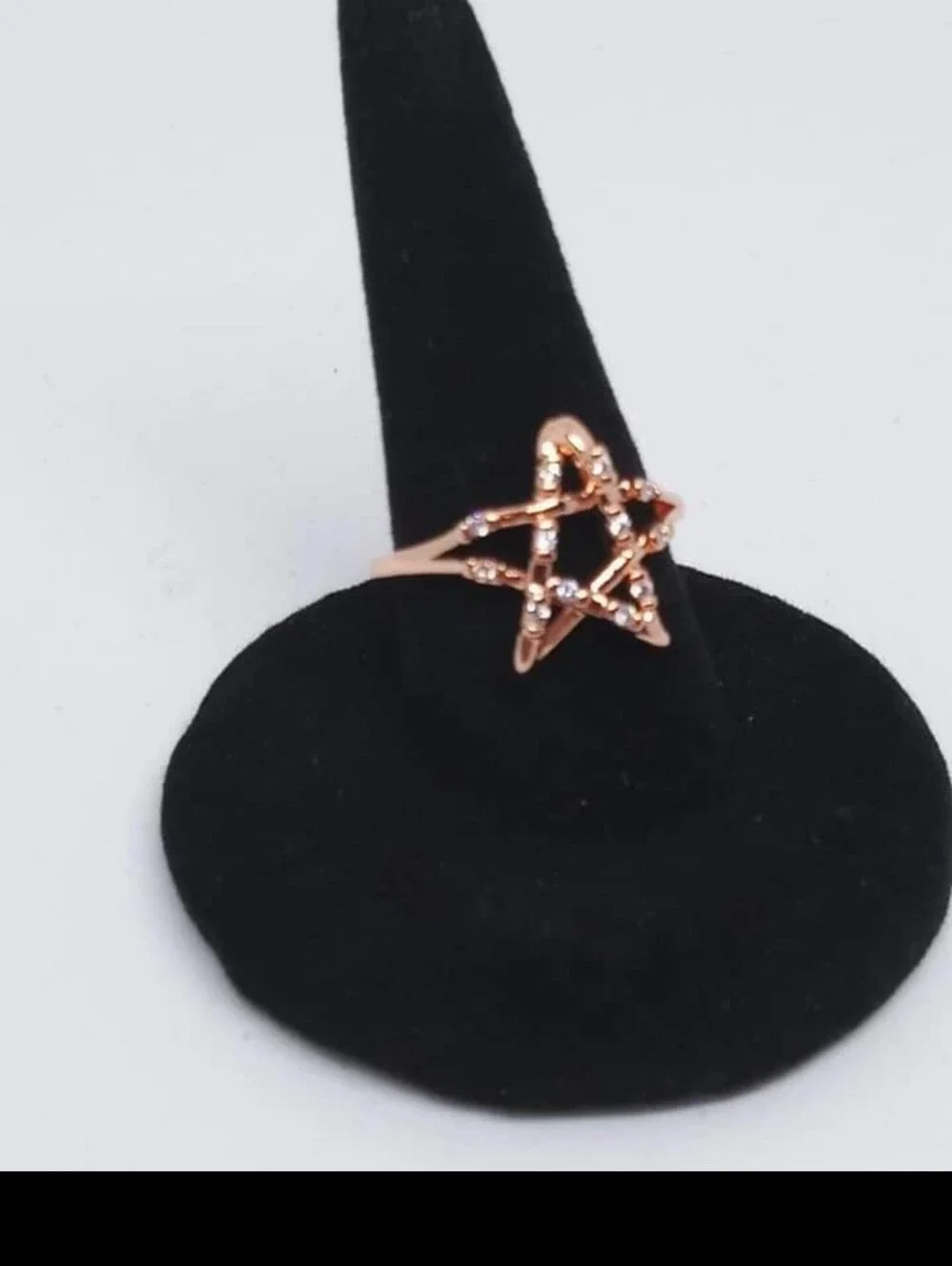 Rose Gold Plated Star Outline Ring with CZ Accents - Women Jewelry